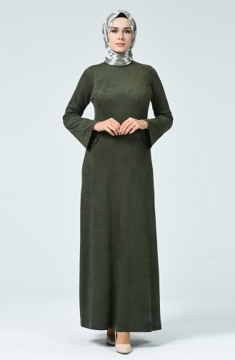 Khaki Hijab Dress 1346-02