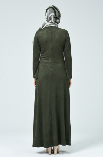 Süet Elbise 1346-02 Haki