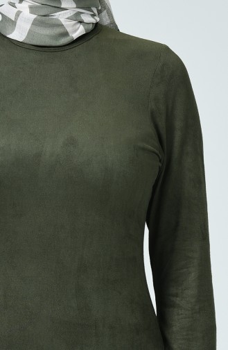 Süet Elbise 1346-02 Haki