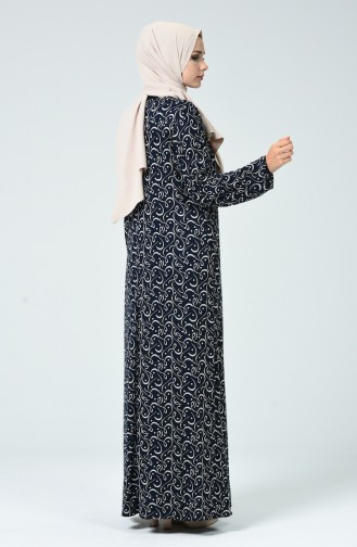 Navy Blue İslamitische Jurk 0043-02