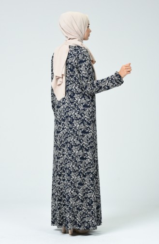 Navy Blue Hijab Dress 0046-01