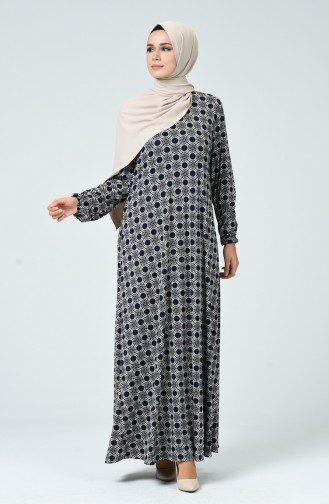 Navy Blue Hijab Dress 0047-01