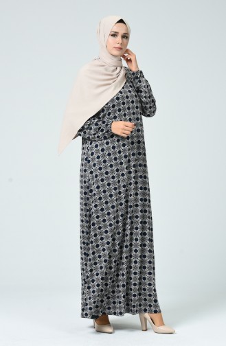 Navy Blue Hijab Dress 0047-01