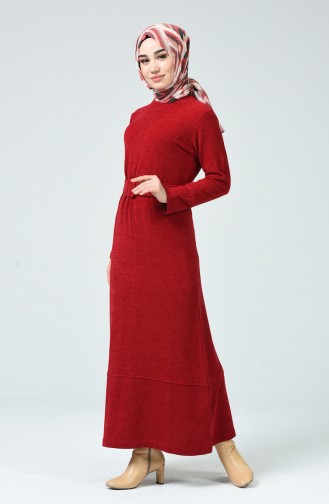 Claret Red Hijab Dress 5279-02