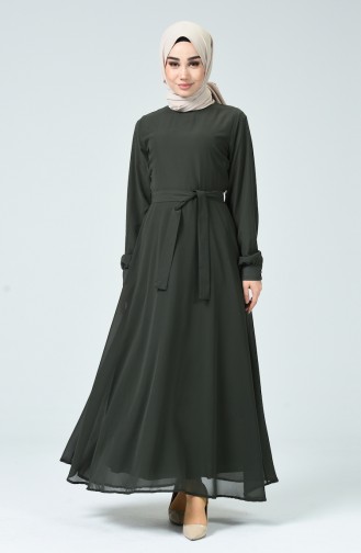 Khaki Hijab Dress 1712-04