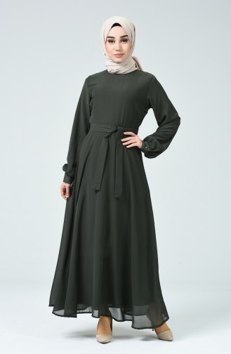 Khaki Hijab Dress 1712-04