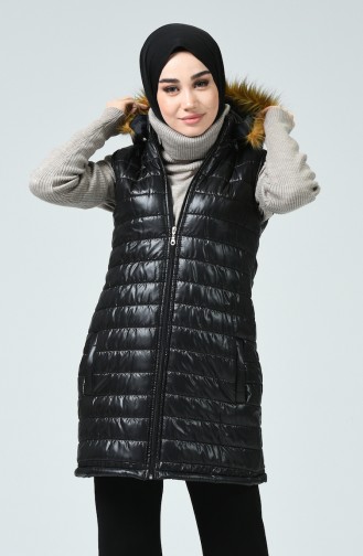 Gilet Sans Manches a Capuche 0102-01 Noir 0102-01