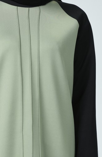 Dalgıç Kumaş Tunik Pantolon İkili Takım 0798-03 Siyah Çağla Yeşili