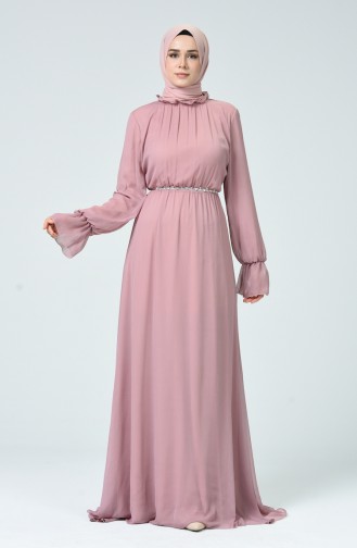 Gerafftes Chiffon Kleid  5063-01 Pink 5063-01