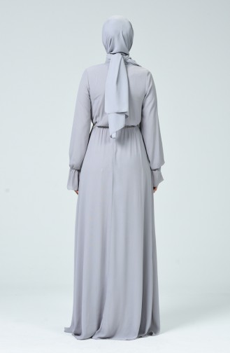 Gerafftes Chiffon Kleid 5063-02 Grau 5063-02