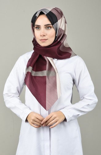 Dijital Baskılı Tafta Eşarp 95315-06 Mürdüm