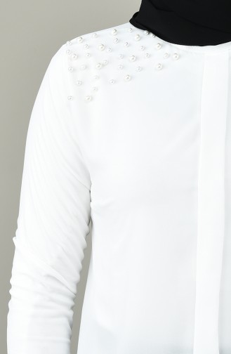 Chemise Grande Taille Avec Perles 1960-01 Blanc 1960-01