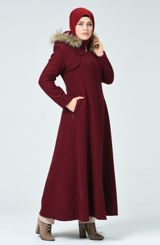 معطف طويل أحمر كلاريت 1193-02