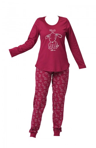 Ensemble Pyjama à Manches Longues Pour Femme 903229-B Bordeaux 903229-B