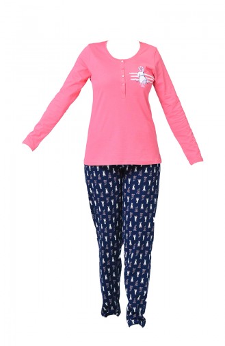 Bayan Uzun Kollu Pijama Takımı 903234-A Pembe