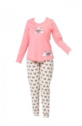 Bayan Uzun Kollu Pijama Takımı 903292-B Pembe