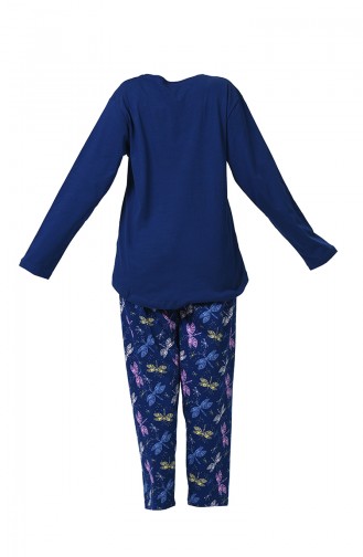 Büyük Beden Uzun Kollu Pijama Takımı 905106-A Lacivert