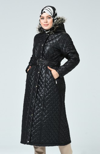 Manteau Matelassé à Capuche 504221-01 Noir 504221-01