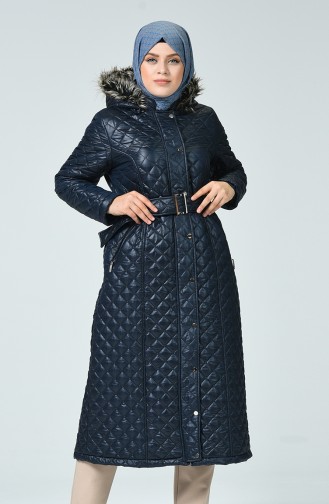 Manteau Matelassé à Capuche 504221-02 Bleu Marine 504221-02