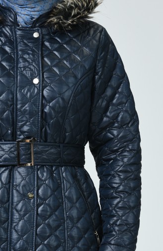 Manteau Matelassé à Capuche 504221-02 Bleu Marine 504221-02