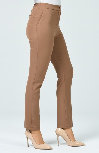 High waist Pants with Pockets 1738-02 Milk Coffee 1738-02