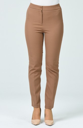 High waist Pants with Pockets 1738-02 Milk Coffee 1738-02