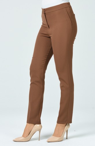  Pantalon Taille Haute Avec Poche 1738-03 Brun 1738-03