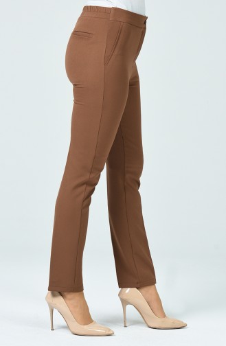  Pantalon Taille Haute Avec Poche 1738-03 Brun 1738-03
