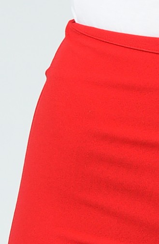 Örme Bol Paça Pantolon 1740-01 Kırmızı