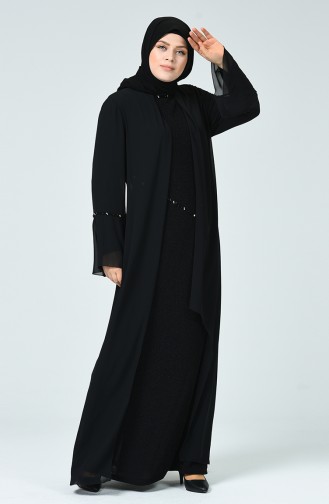 Black Hijab Evening Dress 6293-01