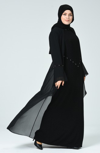 Black Hijab Evening Dress 6293-01