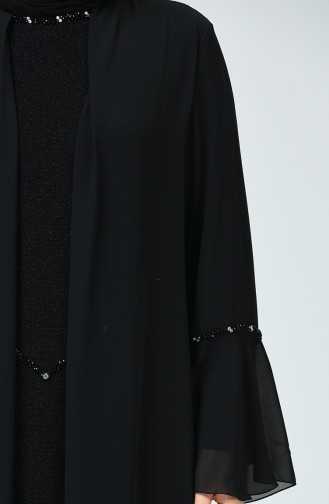 Robe de Soirée à Paillettes Grande Taille 6293-01 Noir 6293-01