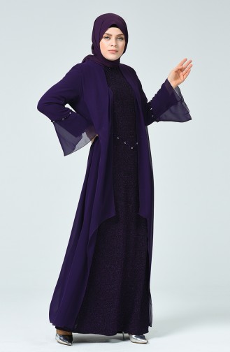 Purple Hijab Evening Dress 6293-02