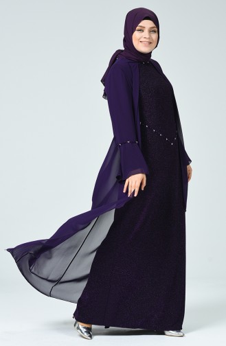 Robe de Soirée à Paillettes Grande Taille 6293-02 Pourpre 6293-02