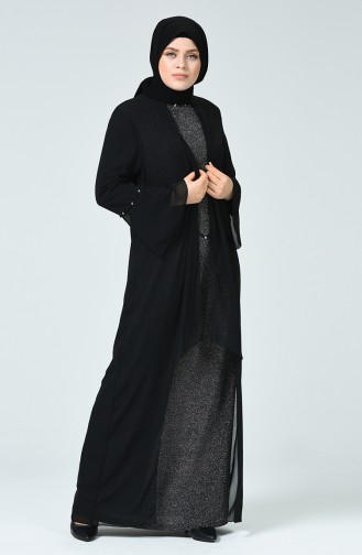 Black Hijab Evening Dress 6293-03