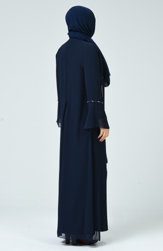 Navy Blue Hijab Evening Dress 6293-04