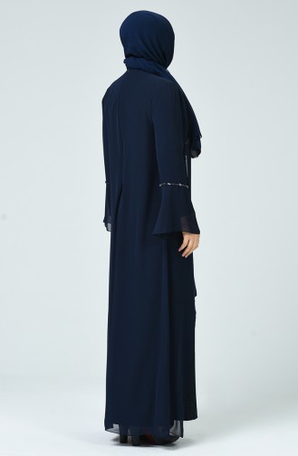 Navy Blue İslamitische Avondjurk 6293-04