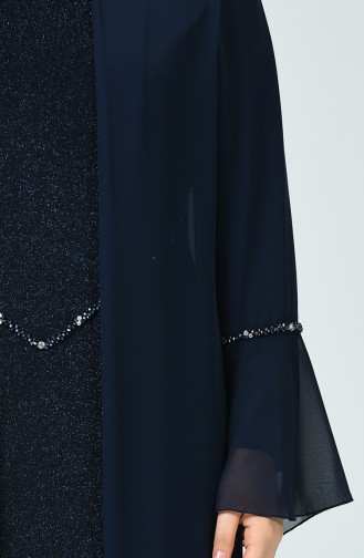 Navy Blue Hijab Evening Dress 6293-04