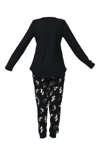 Bayan Uzun Kollu Pijama Takımı 903160-A Siyah