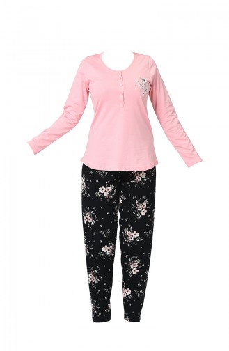 Damen Langer-Arm Pyjamas Set 904083-A Pink 904083-A