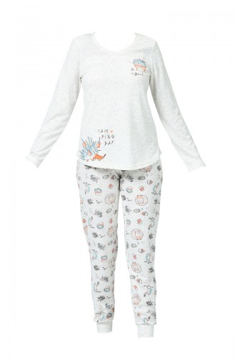Ensemble Pyjama à Manches Longues Pour Femme 904090-A Crème 904090-A