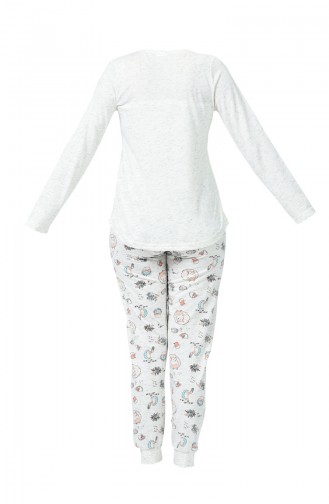 Ensemble Pyjama à Manches Longues Pour Femme 904090-A Crème 904090-A