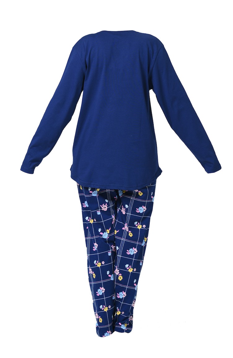 Normann Pyjama long décontracté pour femme avec une superbe combinaison de couleurs – fleurs/rayures, gris, 38-40