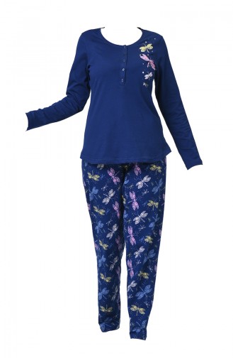 Bayan Uzun Kollu Pijama Takımı 905107-A Lacivert