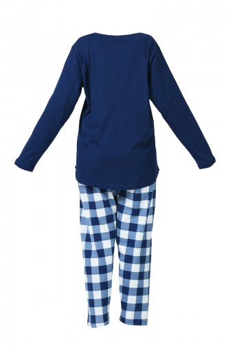 Büyük Beden Uzun Kollu Pijama Takımı 905118-A Lacivert