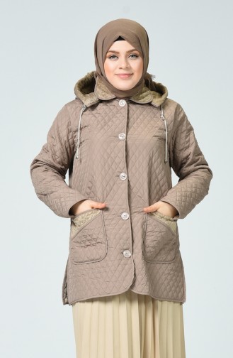 Big Size Diamond Patterned Quilted Coat Mink 0824-05