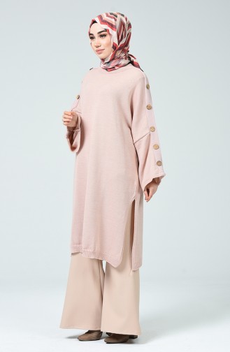 Half Sleeve Tricot Poncho Powder 0942-02