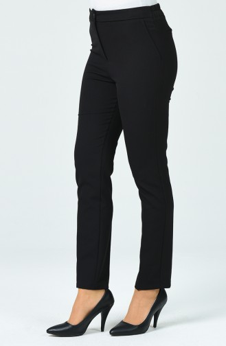 Pantalon Taille Haute Avec Poche 1738-01 Noir 1738-01