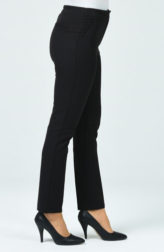 Pantalon Taille Haute Avec Poche 1738-01 Noir 1738-01