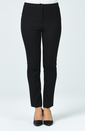 High waist Pants with Pockets 1738-01 Black 1738-01